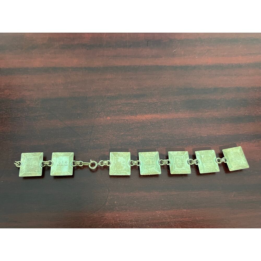 VTG QT Quoc Sterling Silver Mosaic Inlay Bracelet AS IS Tribal Southwestern - Picture 4 of 8